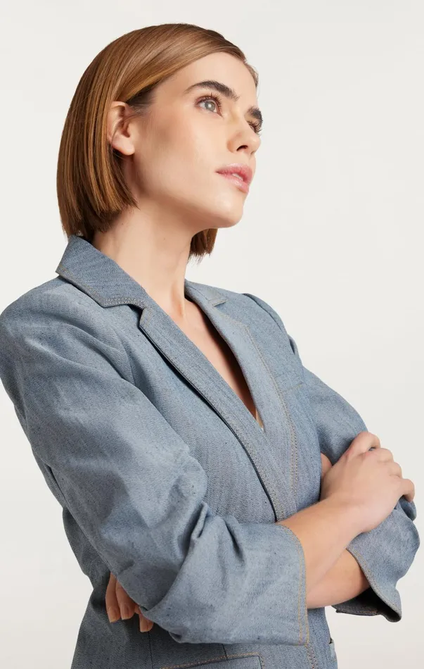 Women Denim Cinq Sept Denim Khloe Blazer Light Indigo