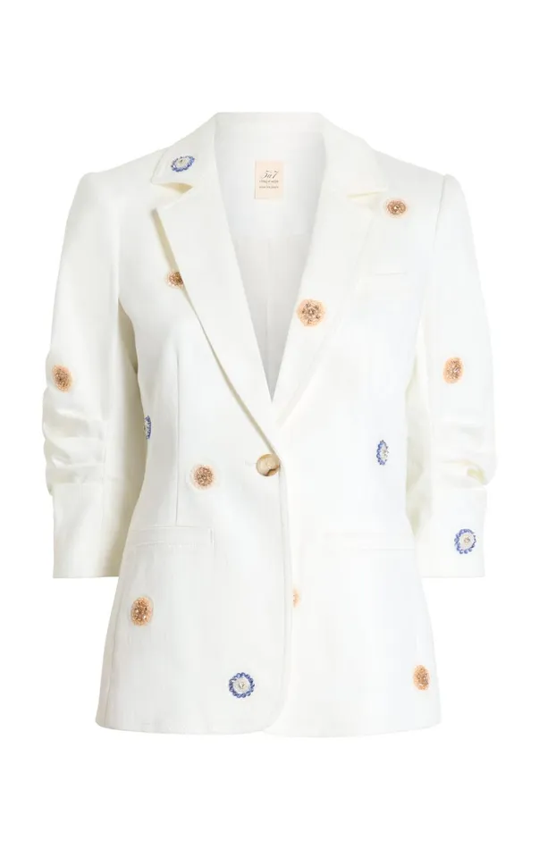 Women Denim Cinq Sept Ditsy Dots Denim Khloe Blazer White