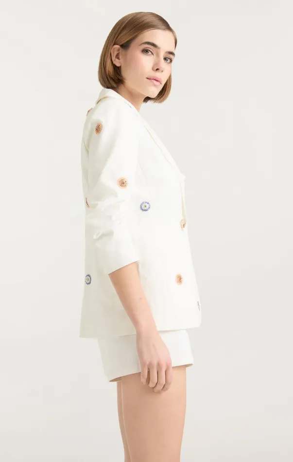 Women Denim Cinq Sept Ditsy Dots Denim Khloe Blazer White