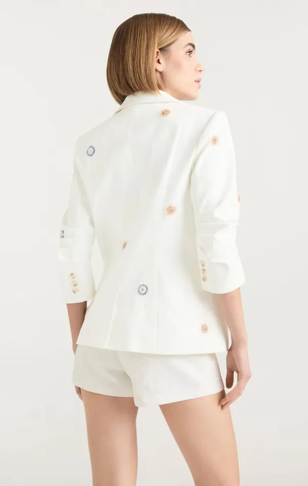 Women Denim Cinq Sept Ditsy Dots Denim Khloe Blazer White
