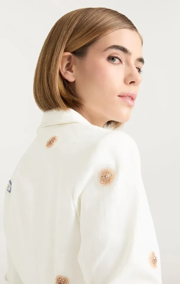Women Denim Cinq Sept Ditsy Dots Denim Khloe Blazer White