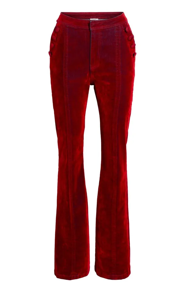 Women Denim Cinq Sept Flocked Denim Suzette Pant Pomegranate