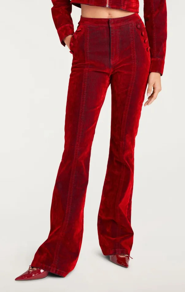 Women Denim Cinq Sept Flocked Denim Suzette Pant Pomegranate