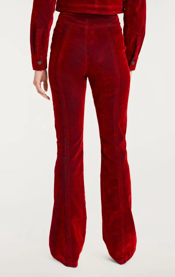 Women Denim Cinq Sept Flocked Denim Suzette Pant Pomegranate