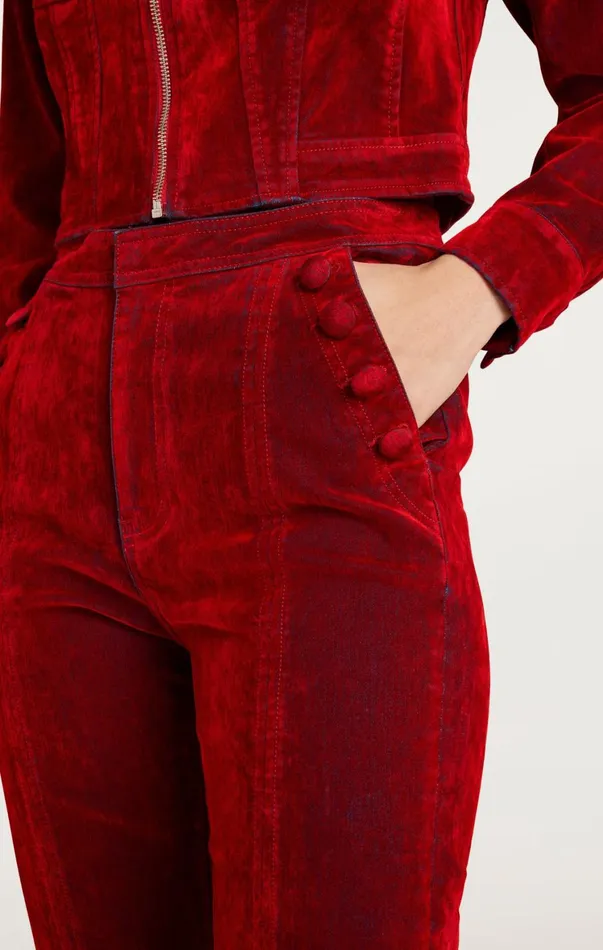 Women Denim Cinq Sept Flocked Denim Suzette Pant Pomegranate