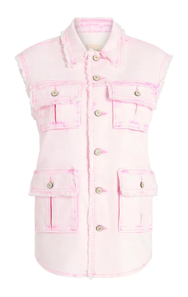 Women Denim Cinq Sept Sleeveless Vera Jacket Flamingo