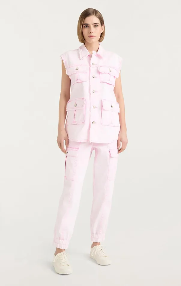 Women Denim Cinq Sept Sleeveless Vera Jacket Flamingo
