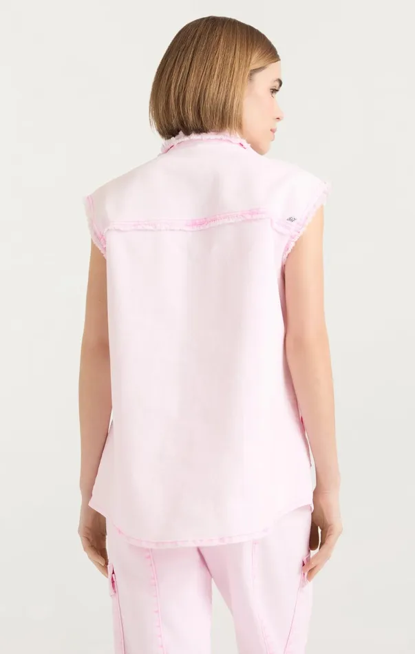 Women Denim Cinq Sept Sleeveless Vera Jacket Flamingo