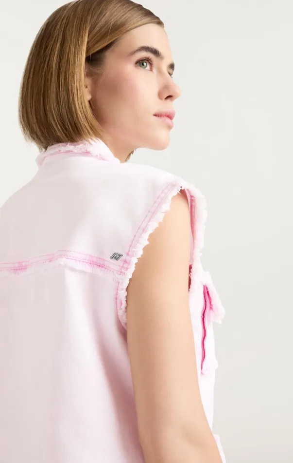 Women Denim Cinq Sept Sleeveless Vera Jacket Flamingo