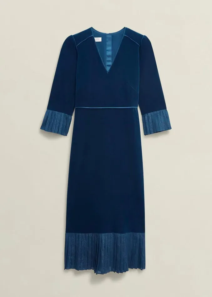 Women Dresses and Jumpsuits Hobbs Mary Velvet Dress Riverside Blue