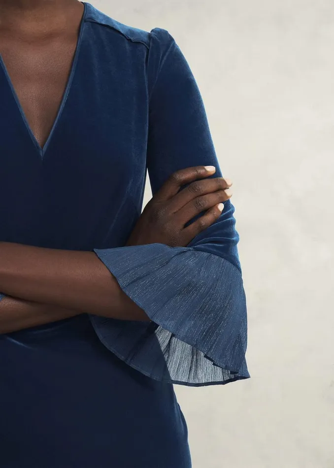 Women Dresses and Jumpsuits Hobbs Mary Velvet Dress Riverside Blue