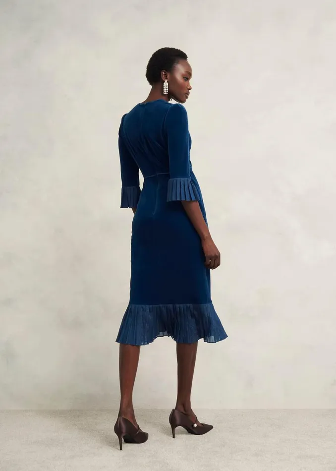 Women Dresses and Jumpsuits Hobbs Mary Velvet Dress Riverside Blue