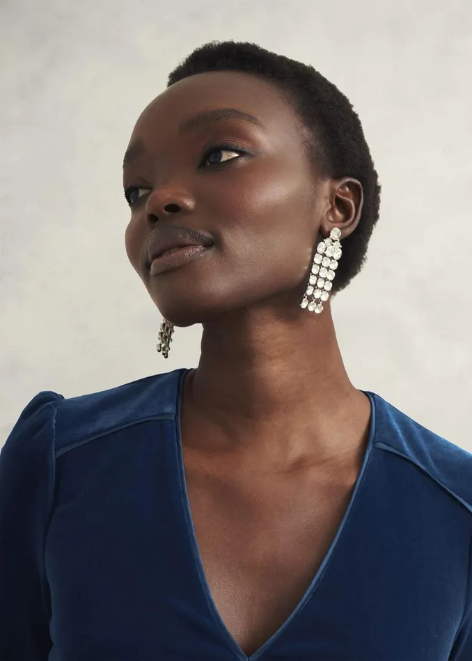 Women Dresses and Jumpsuits Hobbs Mary Velvet Dress Riverside Blue
