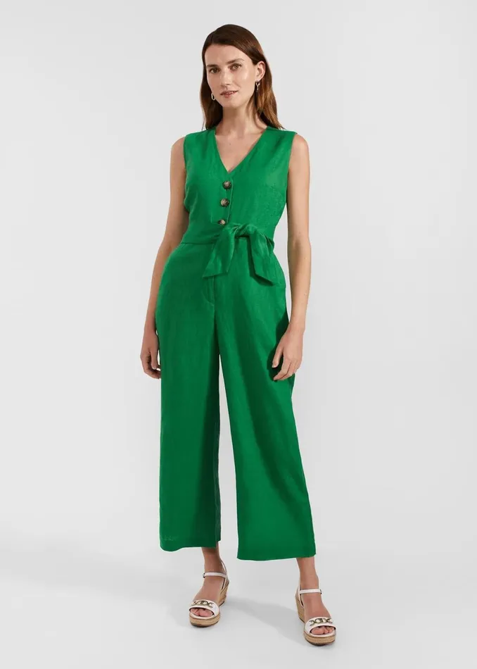 Women Dresses and Jumpsuits Hobbs Melodie Linen Jumpsuit Green