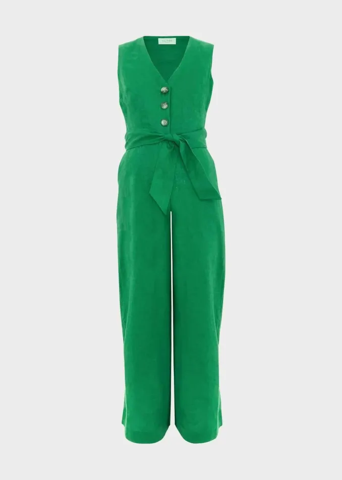 Women Dresses and Jumpsuits Hobbs Melodie Linen Jumpsuit Green
