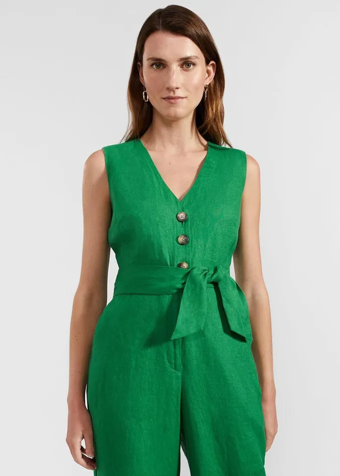 Women Dresses and Jumpsuits Hobbs Melodie Linen Jumpsuit Green