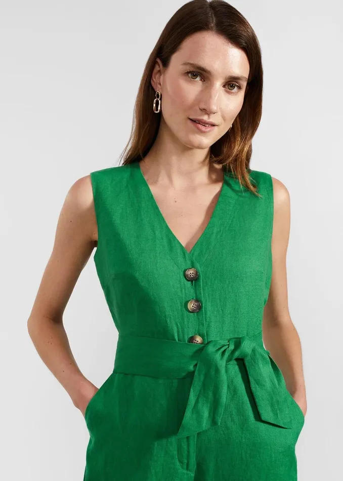 Women Dresses and Jumpsuits Hobbs Melodie Linen Jumpsuit Green