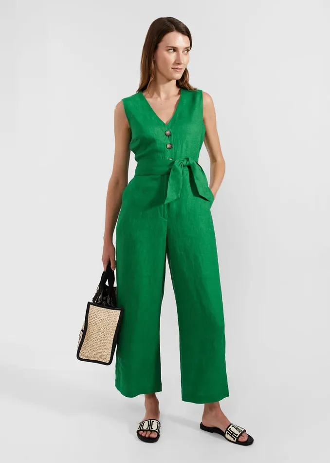 Women Dresses and Jumpsuits Hobbs Melodie Linen Jumpsuit Green