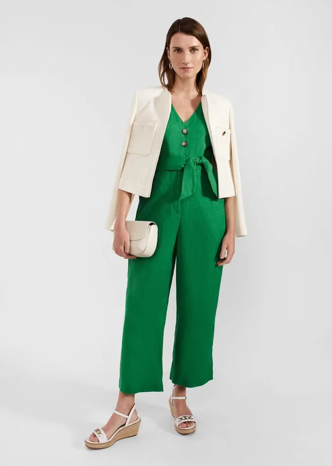 Women Dresses and Jumpsuits Hobbs Melodie Linen Jumpsuit Green