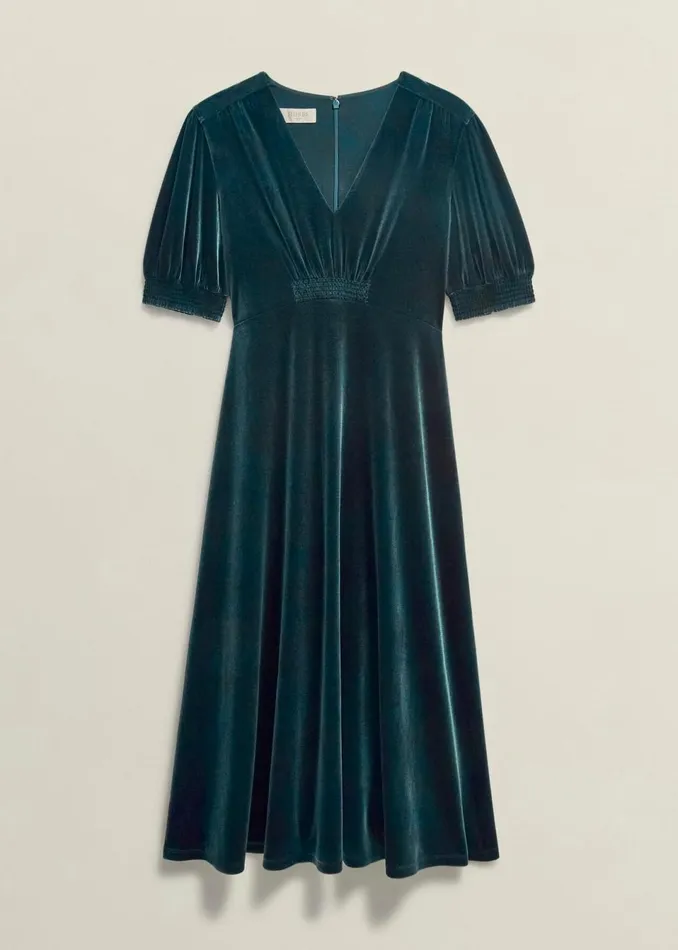 Women Dresses and Jumpsuits Hobbs Petite Dormer Velvet Dress Evergreen