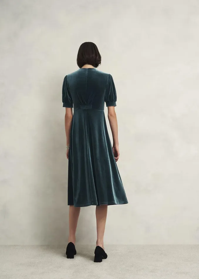 Women Dresses and Jumpsuits Hobbs Petite Dormer Velvet Dress Evergreen