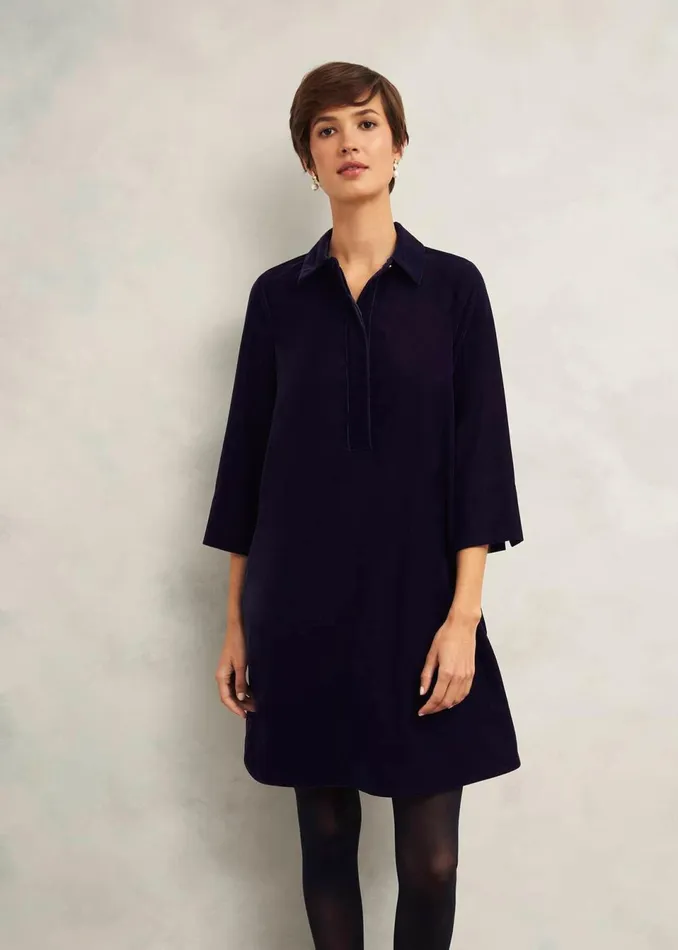 Women Dresses and Jumpsuits Hobbs Velvet Marciella Dress Midnight Navy