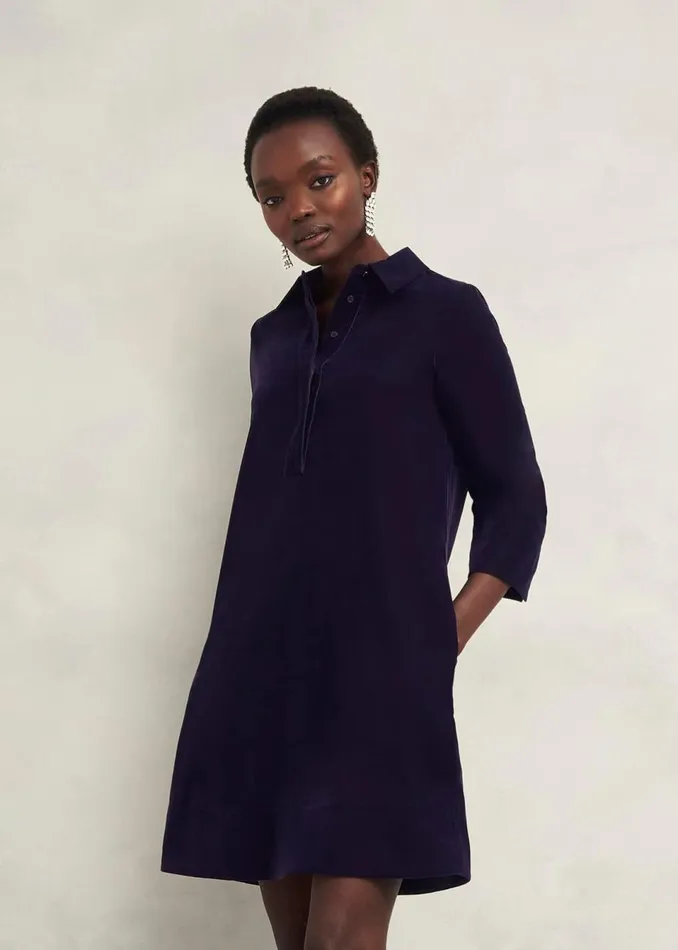 Women Dresses and Jumpsuits Hobbs Velvet Marciella Dress Midnight Navy