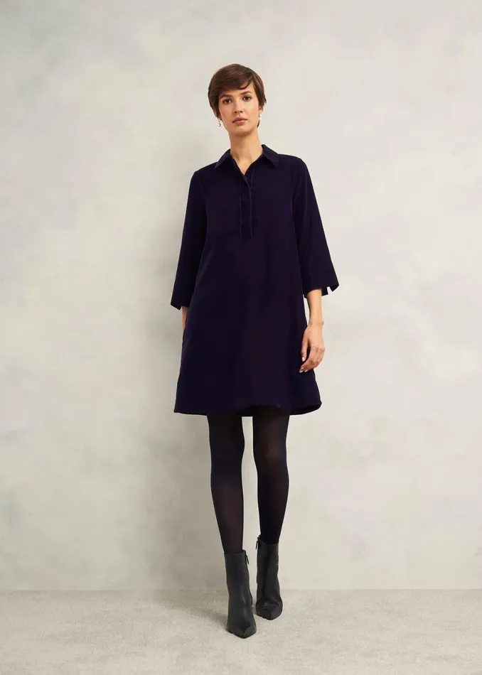 Women Dresses and Jumpsuits Hobbs Velvet Marciella Dress Midnight Navy