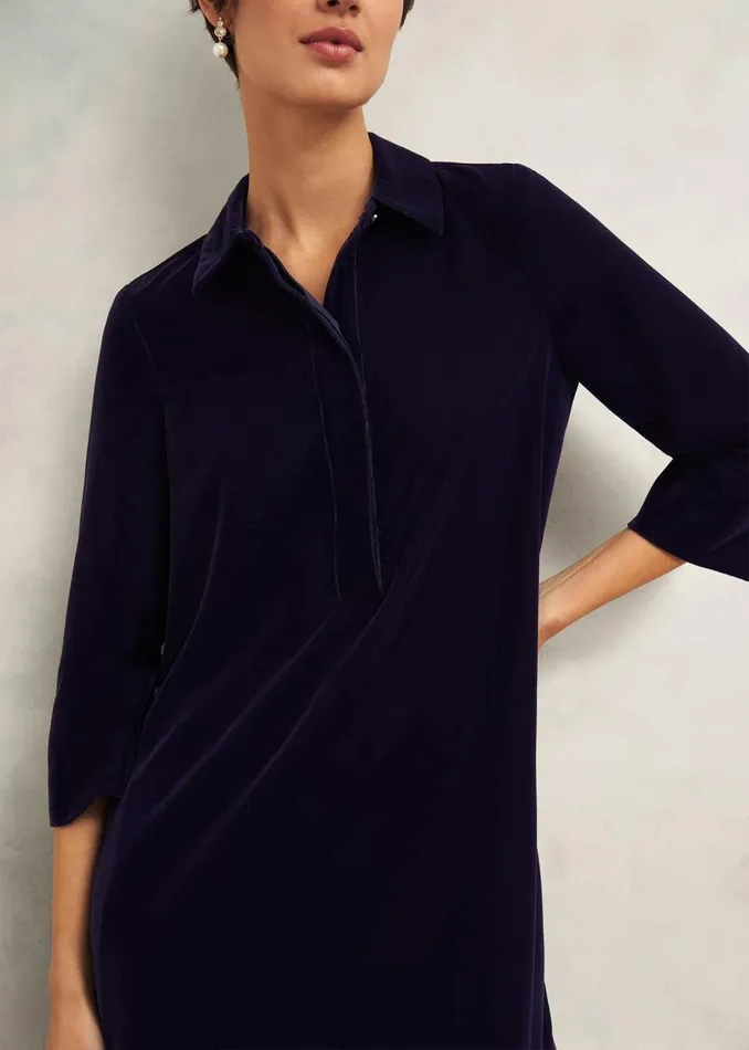 Women Dresses and Jumpsuits Hobbs Velvet Marciella Dress Midnight Navy