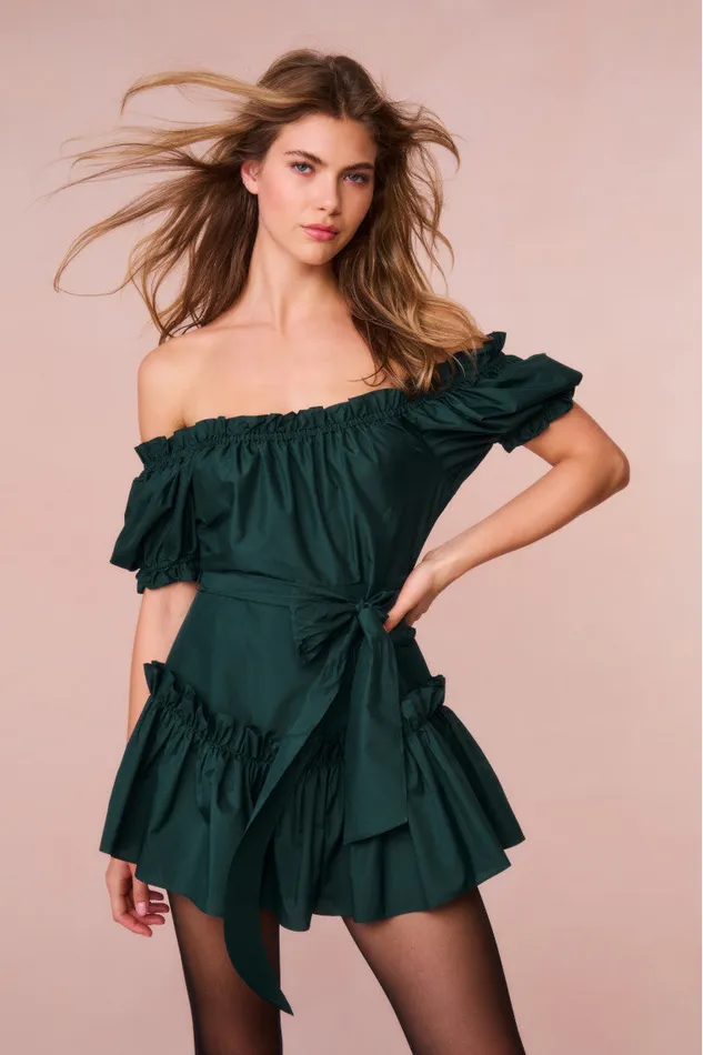 Women Dresses LoveShackFancy Estine Taffeta Mini Dress Green