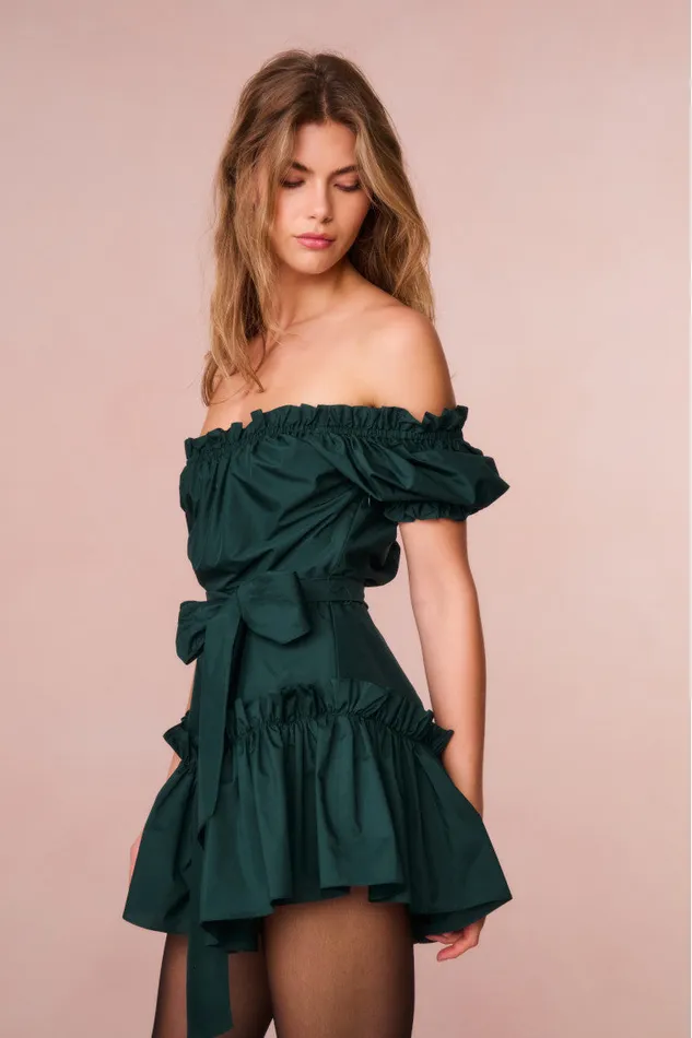 Women Dresses LoveShackFancy Estine Taffeta Mini Dress Green