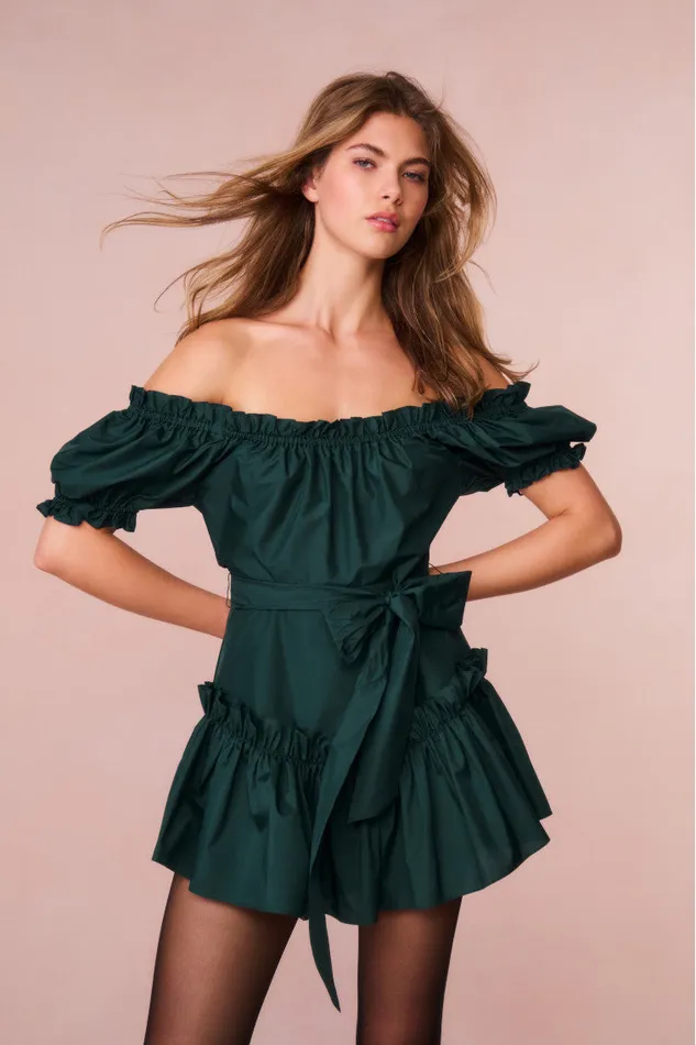 Women Dresses LoveShackFancy Estine Taffeta Mini Dress Green