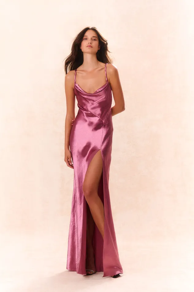 Women Dresses LoveShackFancy Nadine Satin Maxi Dress Raspberry