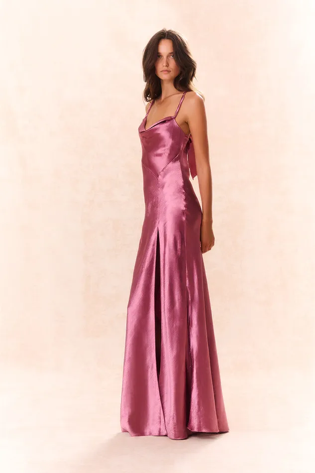 Women Dresses LoveShackFancy Nadine Satin Maxi Dress Raspberry