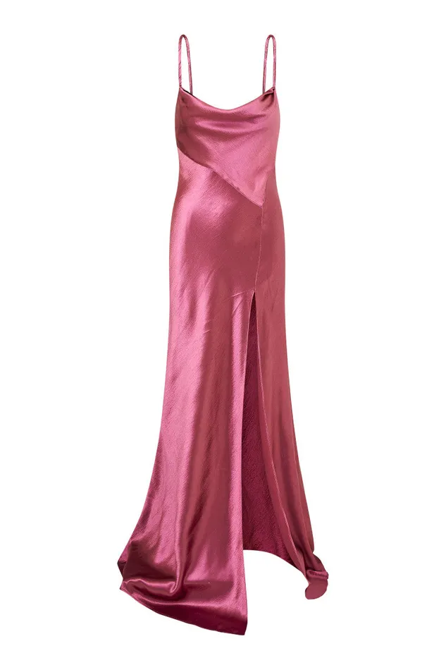Women Dresses LoveShackFancy Nadine Satin Maxi Dress Raspberry