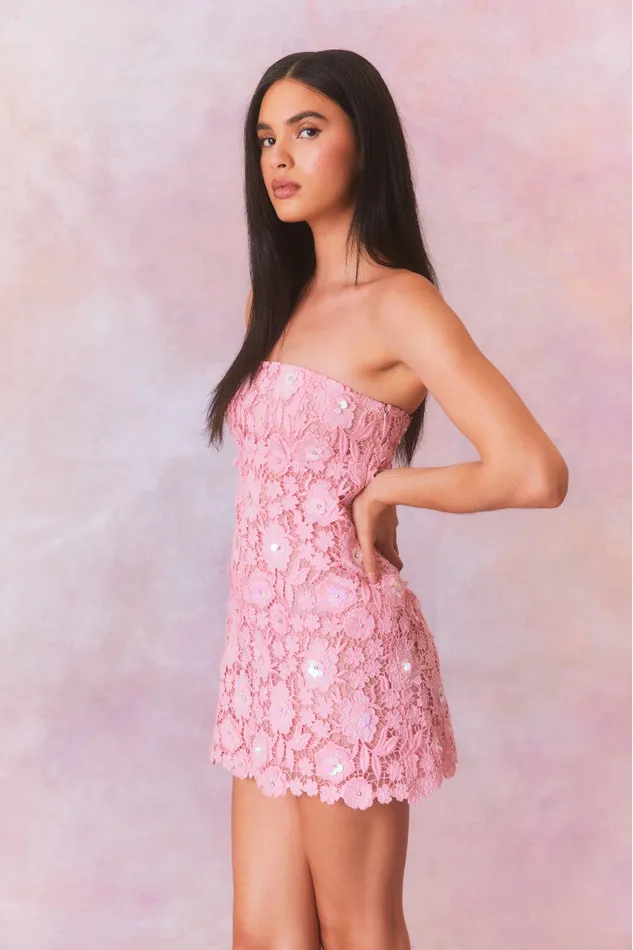Women Dresses LoveShackFancy Paulinette Iridescent Sequin Mini Dress Fairytale Pink