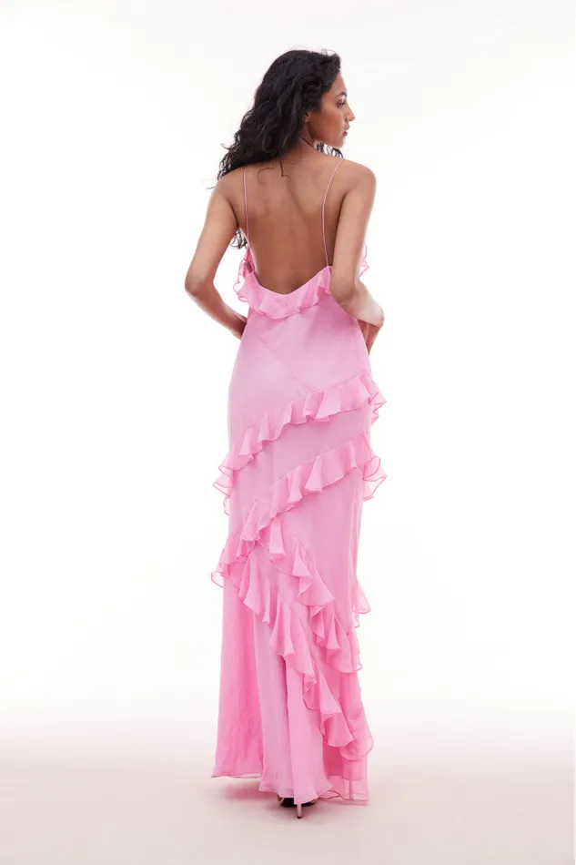 Women Dresses LoveShackFancy Rialto Silk Maxi Dress Rose Drift