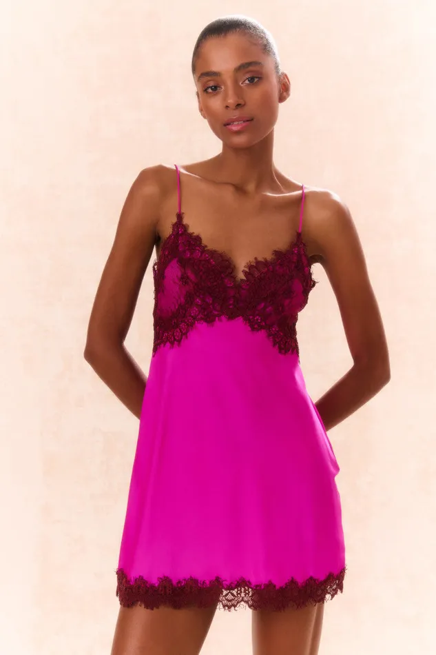 Women Dresses LoveShackFancy Waterman LaceTrimmed Mini Slip Dress Fuchsia