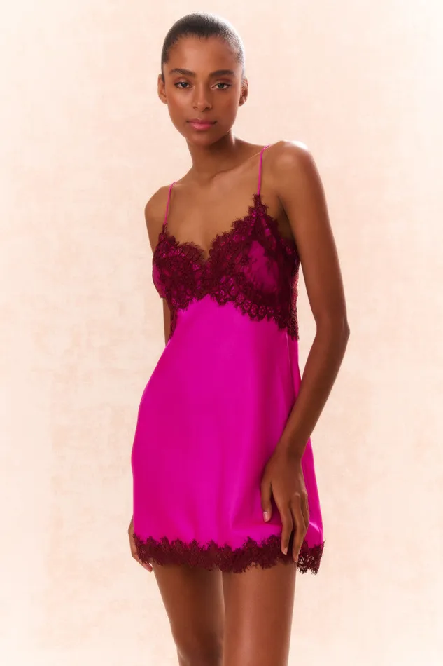 Women Dresses LoveShackFancy Waterman LaceTrimmed Mini Slip Dress Fuchsia