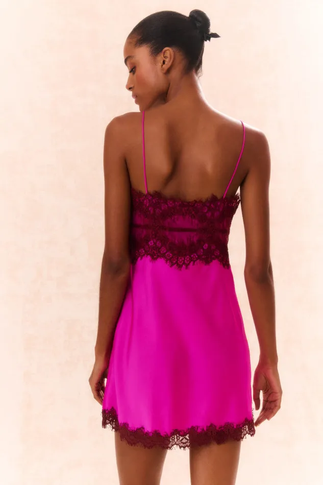 Women Dresses LoveShackFancy Waterman LaceTrimmed Mini Slip Dress Fuchsia