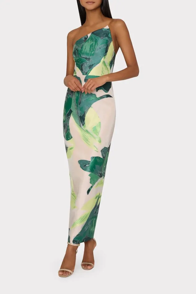 Women Dresses Milly Asymetrical Tropical Forest Jacquard Midi Dress Green Multi