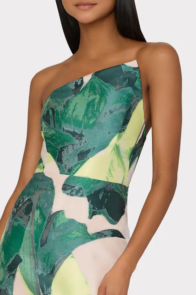 Women Dresses Milly Asymetrical Tropical Forest Jacquard Midi Dress Green Multi