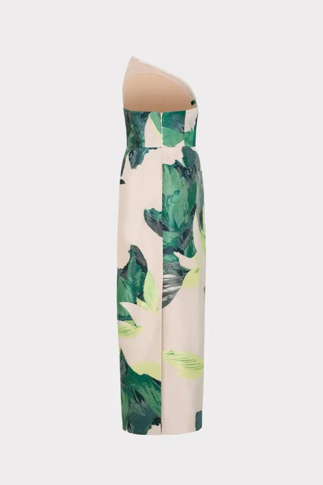 Women Dresses Milly Asymetrical Tropical Forest Jacquard Midi Dress Green Multi