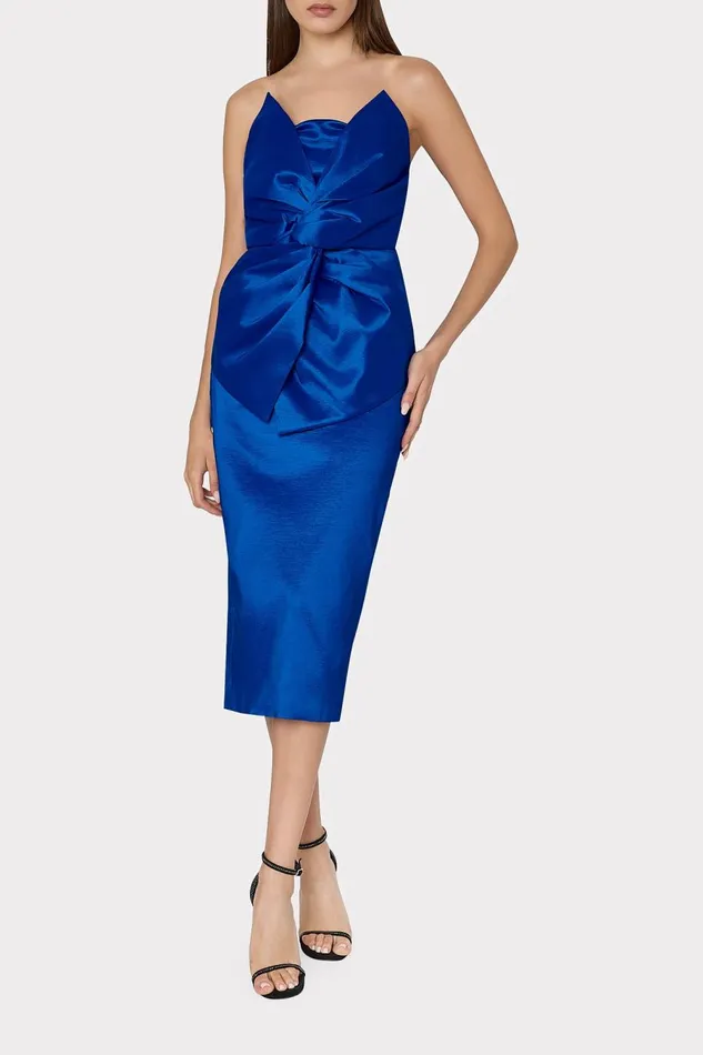 Women Dresses Milly Harlow Bow Taffeta Strapless Dress Blue