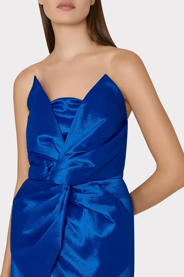 Women Dresses Milly Harlow Bow Taffeta Strapless Dress Blue