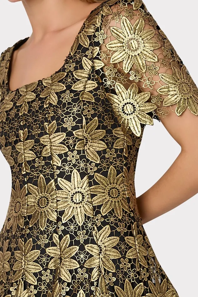 Women Dresses Milly Ilisa Gold Lace Godet Mini Dress Gold Women Dresses Milly Ilisa Gold Lace Godet Mini Dress Gold