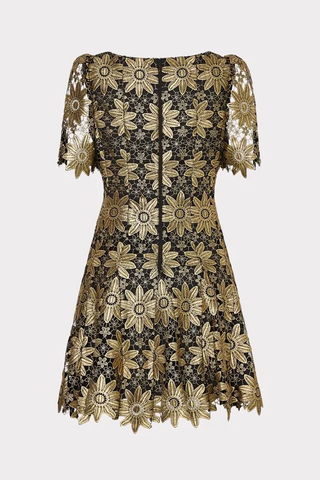 Women Dresses Milly Ilisa Gold Lace Godet Mini Dress Gold Women Dresses Milly Ilisa Gold Lace Godet Mini Dress Gold