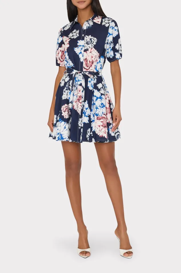 Women Dresses Milly Juni Printed Poplin Mini Dress Navy Multi Women Dresses Milly Juni Printed Poplin Mini Dress Navy Multi