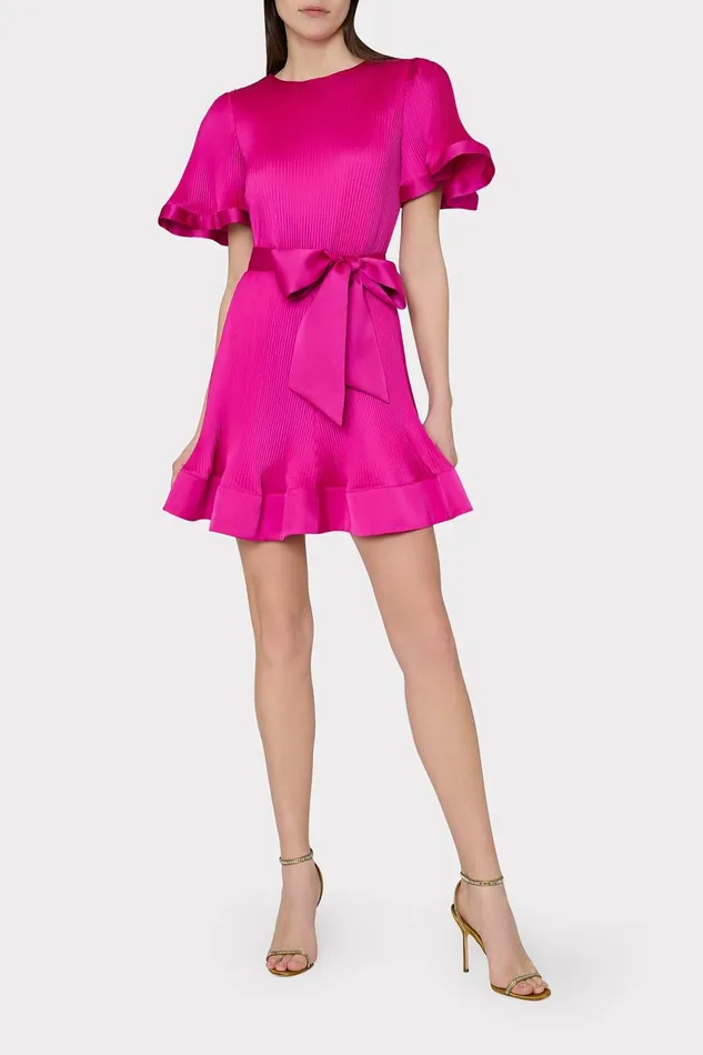 Women Dresses Milly Lumi Satin Pleated Dress Pink Women Dresses Milly Lumi Satin Pleated Dress Pink