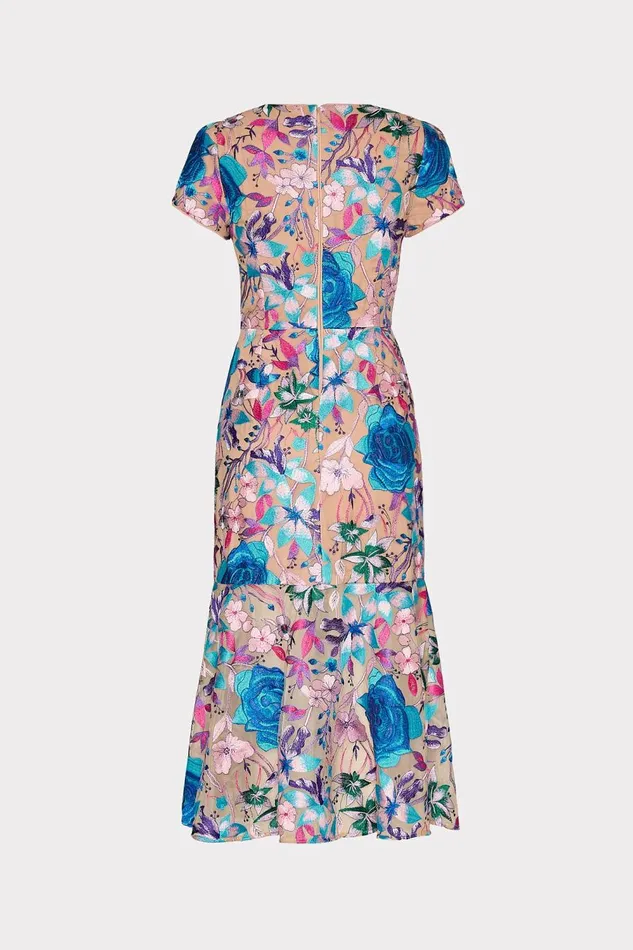 Women Dresses Milly Tahlia Fall Floral Embroidered Dress Blue Multi Women Dresses Milly Tahlia Fall Floral Embroidered Dress Blue Multi